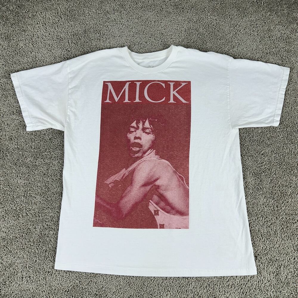 Rolling Stone Shirt Mens Extra Large White Red Mick Jagger Music Short Sleeve